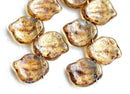 12x15mm Chunky Large Czech leaf beads, Light Brown Topaz, Picasso - 10Pc