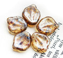12x15mm Chunky Large Czech leaf beads, Light Brown Topaz, Picasso - 10Pc