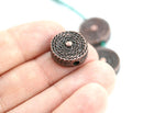 2pc Antique Copper woven beads, 15mm Coin shape 2mm hole