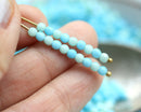 3mm Blue Green beads mix Czech glass small druk spacers - 8g