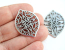 2pc Antique silver Filigree drop charms Openwork connector