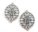 2pc Antique silver Filigree drop charms Openwork connector