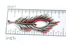 70mm Long antique silver peacock feather pendant