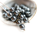 5mm Hematite black Round spacer czech glass pressed druk beads - 40Pc