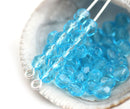 4mm Aqua Blue czech glass beads, Fire polished round faceted spacers - 50Pc