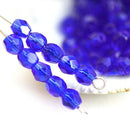 4mm Cobalt blue fire polished czech glass beads - 50Pc