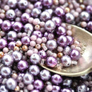 3mm 6mm Lilac Purple bead mix, Faux pearls, Czech glass round druk spacers - 10g