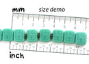 12x11mm Sage Green Picasso Rectangle glass beads Swirls Scrolls Carved Aged czech glass 8pc
