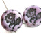 18mm Purple Flower beads, Czech glass Round tablet floral ornament beads 2pc