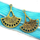 2pc Antique Gold Teardrop charms connectors 30mm
