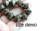 11mm Picasso large bicone beads, czech glass multicolored pressed beads 8pc