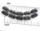 13x7mm Black ornament Rectangle Pillows, Black and Crystal Clear czech beads, 12pc