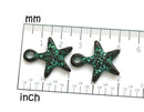 2pc Copper Seastar charm, green patina, Starfish 25mm
