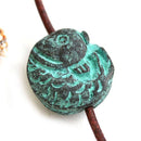 1pc Round Koi Fish bead Green patina Copper