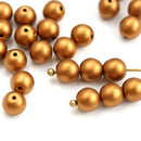 6mm Matte Dark Old Gold beads Czech glass druk pressed spacers - 30Pc