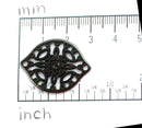 2pc Gunmetal Black Large Oval Filigree charms, Openwork