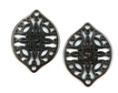 2pc Gunmetal Black Large Oval Filigree charms, Openwork