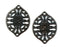 2pc Gunmetal Black Large Oval Filigree charms, Openwork
