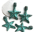 4pc Sea star charms 22mm, Green patina