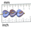14mm Sky Blue Heart, Czech glass beads, Gold Inlays - 6pc