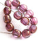8mm Amethyst Purple glass czech beads with dark golden luster, round cut fire polished - 15Pc