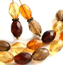11x8mm Oval beads mix in Topaz, Amber Yellow, Brown, czech glass fire polished beads - 20Pc