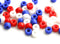 6mm Pony beads mix in Blue, Red, White, Czech glass Roller beads, 2mm hole - 50pc