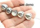 10mm Puffy Golden Heart glass beads, Gold luster over Blue - 10Pc
