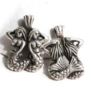 2pc Two mermaids charm Antique Silver 22mm