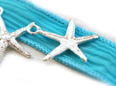 2pc Silver tone thin Starfish charms 20mm
