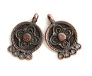 2pc Antique Copper round connectors flower ornament