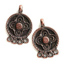 2pc Antique Copper round connectors flower ornament