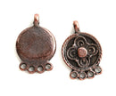 2pc Antique Copper round connectors flower ornament