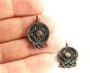 2pc Antique Copper round connectors flower ornament