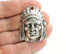 Native american indian chief Head Pendant Antique Silver