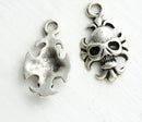 2pc Antique Silver Skull charms Halloween