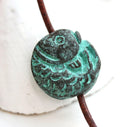 1pc Round Koi Fish bead Green patina Copper