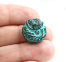 1pc Round Koi Fish bead Green patina Copper