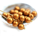6mm Matte Dark Old Gold beads Czech glass druk pressed spacers - 30Pc