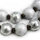 12x7mm Silver glass Dome czech beads mix, round half sphere - 10pc