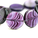 17mm Purple czech glass coin beads Round tablet shape - 8Pc
