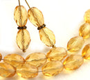 11x8mm Amber Yellow barrel shaped beads, czech glass fire polished - 20Pc