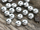 4x7mm Silver rondelle czech glass beads rondels gemstone cut - 20pc
