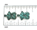 2pc Two mermaids charm Antique Silver 22mm