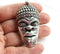 Extra Large African Mask pendant bead, Antique Silver