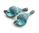 2pc Green patina large Shell charms 27mm