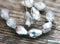 10pc Silver pear beads, teardrop faceted czech glass beads - 10x7mm
