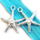 2pc Silver tone thin Starfish charms 20mm