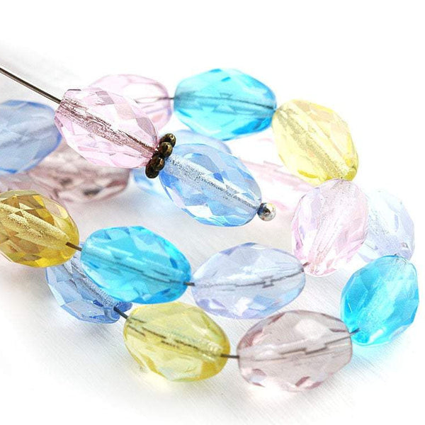 11x8mm Glass beads mix in Lollipop colors, czech glass fire polished - 20Pc