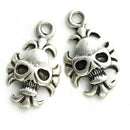 2pc Antique Silver Skull charms Halloween